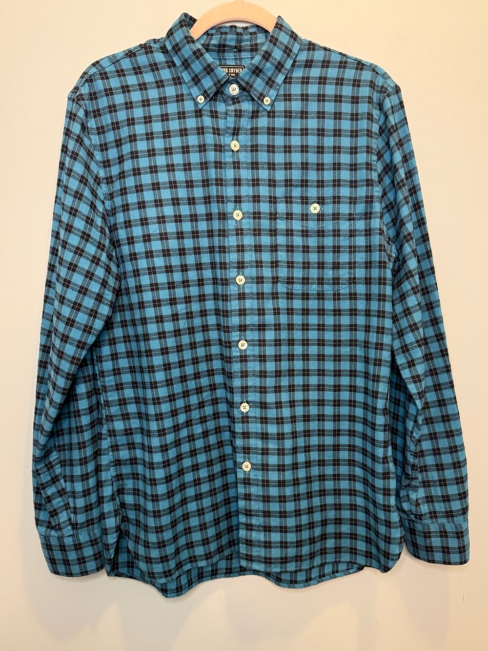 Todd Snyder x Albini Blue Plaid Button Down Shirt Medium 100% Italian Cotton